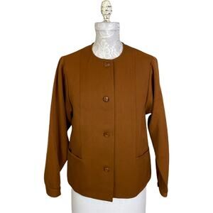 Vintage Miss Jackson's Tulsa Brown Wool Blazer Women 4 Princess Sleeve